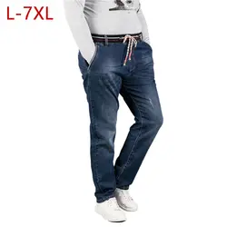 L-7XL плюс размеры мешковатые джинсы для женщин для мужчин s модная эластичная лента мужской джинсовые комбинезоны высокая стрейч хлопок весн
