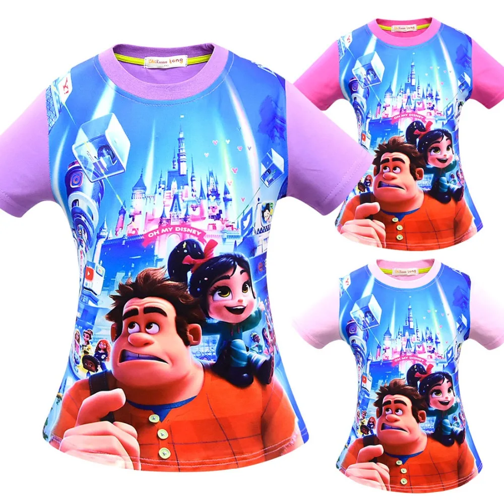 Ральф 2 Vanellope von Schweetz RALF костюм Джонса летние для мальчиков и девочек с коротким