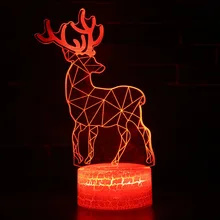 Deer 3D Visual Night Light Animal LED 7 Colors Changeable Mood Lamp USB Illusion Table Lamp For Home Decorative As Kids Toy Gift cute unicorn horse animal 3d led 7 colorful wood lamp as lights for kids gift