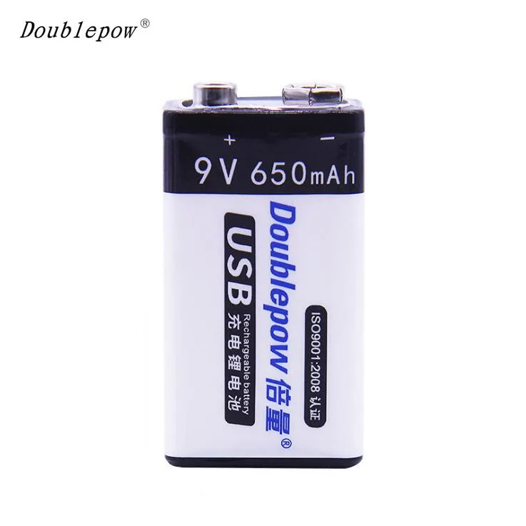 

Doublepow 2pcs 650mAh Li-ion LSD Rechargeable 9V Battery with 1200 Cycle for Multimeter Wireless Microphone Alarm