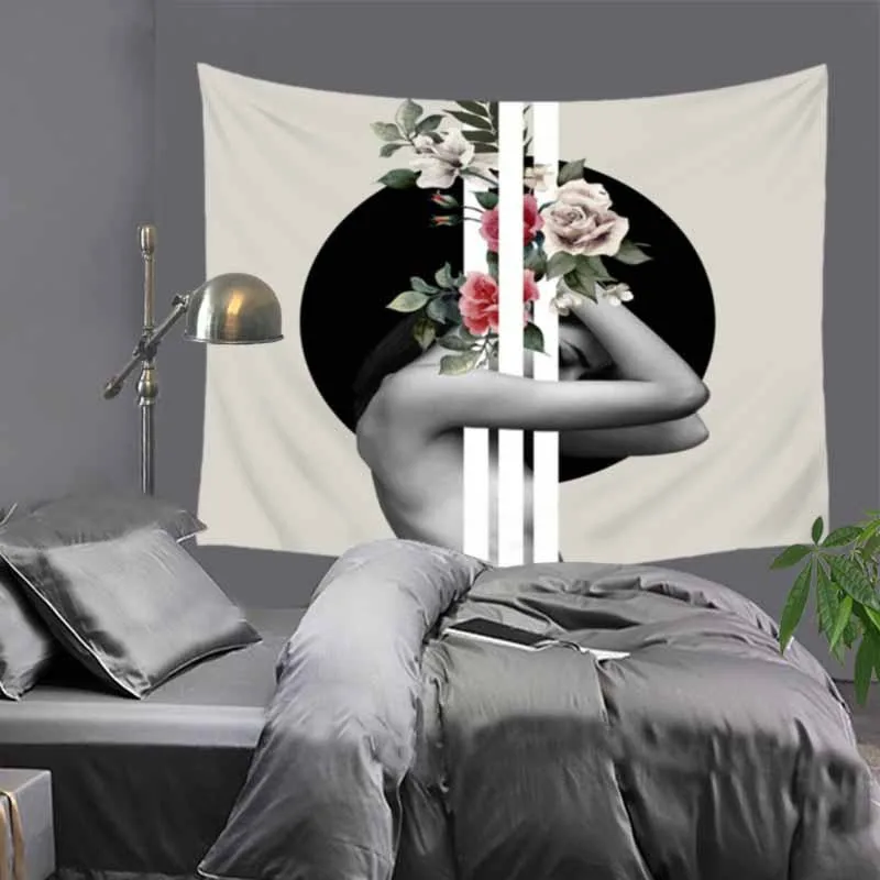 Персонаж себе гобелен дом красота на стену цветы Бохо кушетки домашний декор с рисунком растений одеяло 130 см полиэстер ручной работы - Цвет: 9