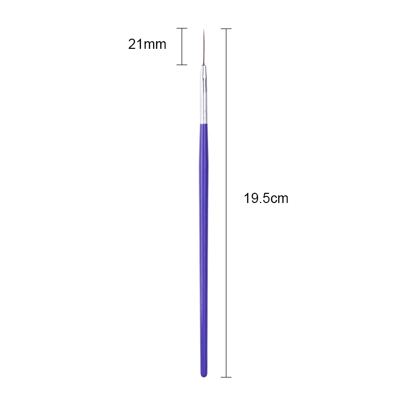 21 мм Супер длинная Кисть для ногтей синяя деревянная ручка для рисования ручка для маникюра инструмент для дизайна ногтей
