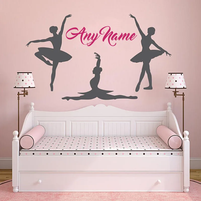 

Personalized Ballet Name Wall Decal Custom Name Nursery Wall Decal Ballerinas Wall Art Mural Girls Bedroom Wall Decal L144