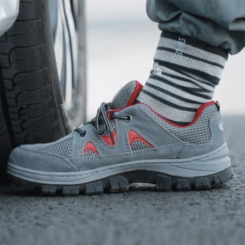 

YD-EVER Plus Size Men Safety Shoes Steel Toe Fashion Breathable Work Shoes For Men High Quality Wear-resisting Safety Work Boots