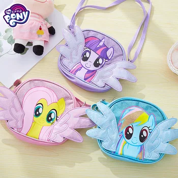 

My Little Pony new children's handbags messenger bag Little girls cartoon cute coin purse wing shape Travel Storage bag