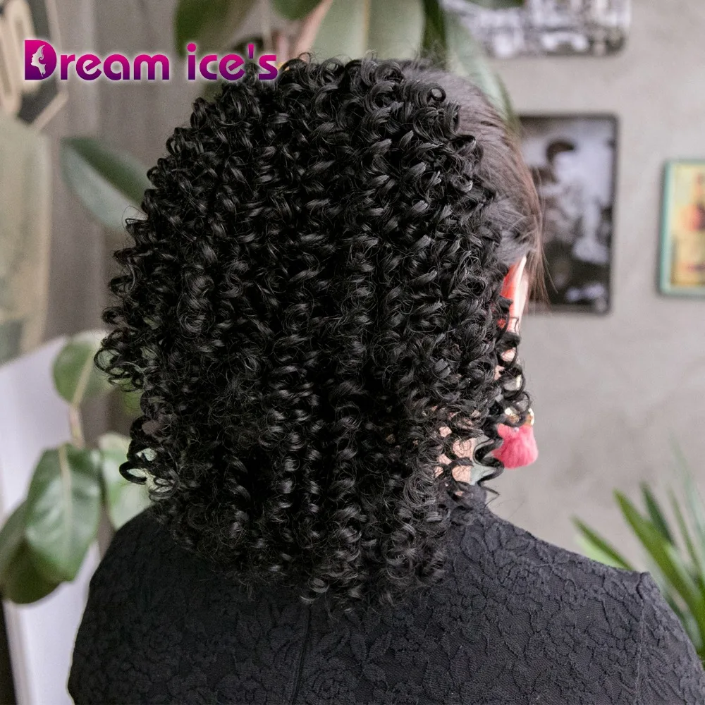  Dream ice's synthetic kinky curly drawstring ponytail extensions afro puff chignon pony tail hair p