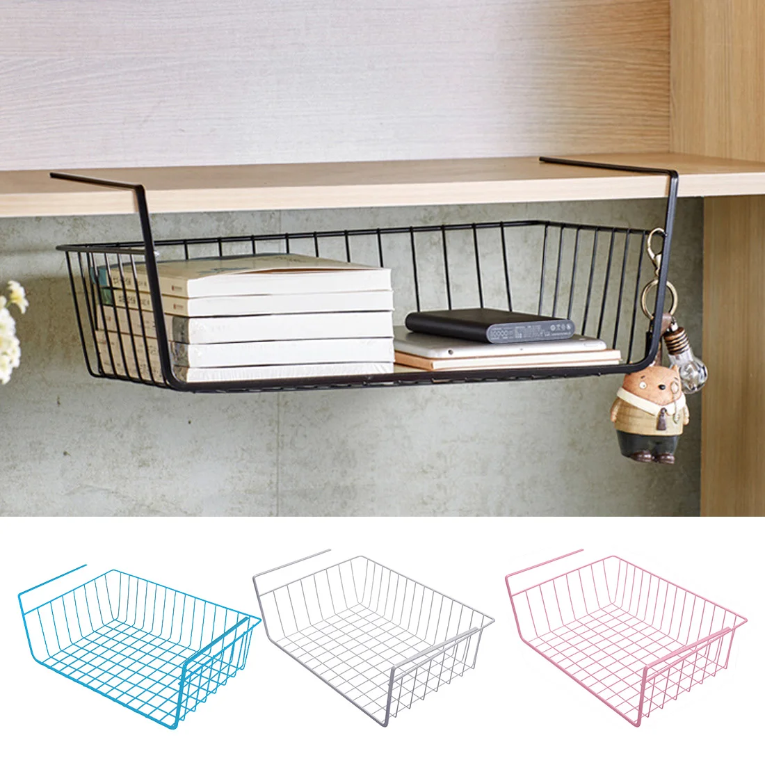 

1pc iron Under Shelf Basket Rack Storage Organizer Holder for Kitchen Pantry durable Iron Shelg Basket Holder