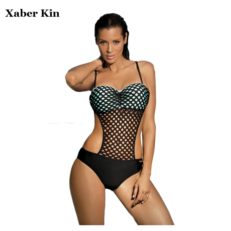 

2017 Women One Piece Swimsuit Female Mesh Sexy Slim Monokini Women Swimwear Sexy Beachwear Black Bathing Suits G28-K150