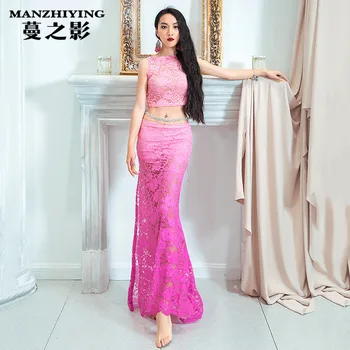 

Belly Dance costumes New Fashion Lace Top Long Skirt Set Summer Oriental Dancing Training Outfits