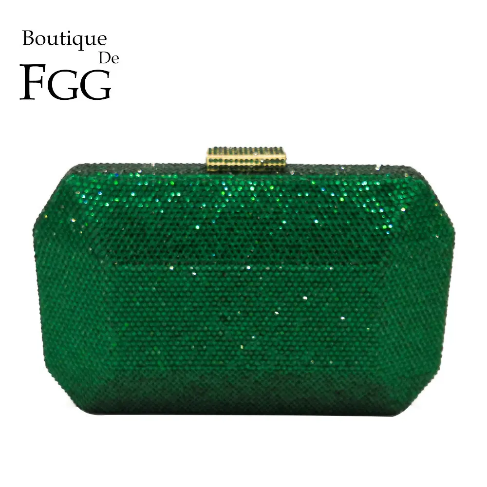 Бутик De FGG сверкающий зеленый изумруд кристалл женская вечерняя сумочка модная Свадебная алмаз клатч Minaudiere Сумочка Кошелек
