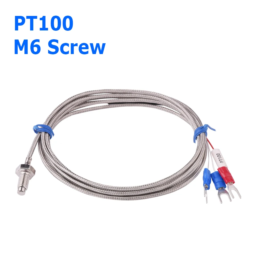 M6 Screw Type PT100 RTD Resistance Temperature Detector Thermal Sensor 3 Wires Cable for Boiler Oven Controller | Инструменты
