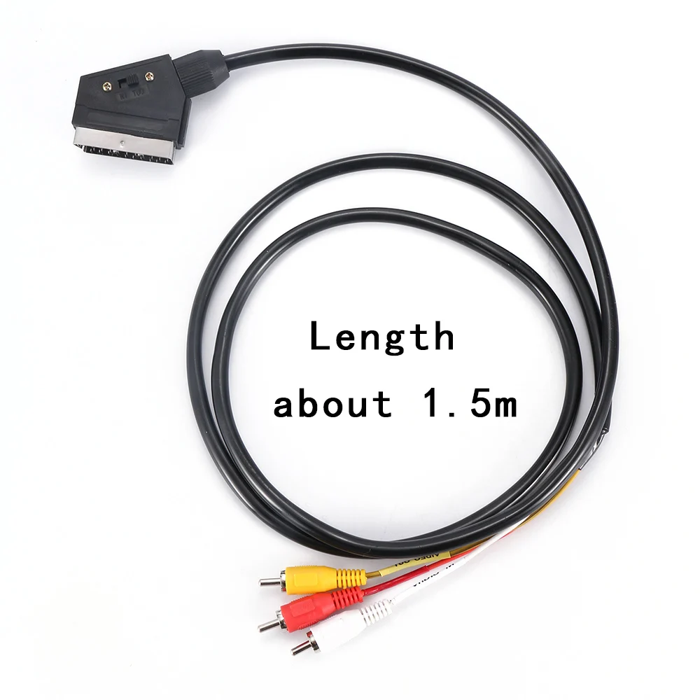 1 * кабель Scart на 3 RCA телефонный 5 м RGB 21 вывод переключаемый тройной композитный