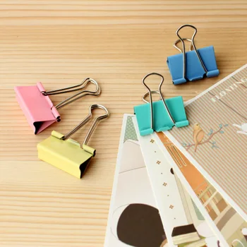 

1set (24pcs) color metal long tail folder bucket swallowtail clip folder 32mm simple and convenient clip office supplies