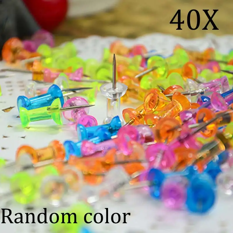 

40 Pcs Thumbtack Push Pins Transparent For Noticeboards Maps Display Thumb Tacks CLH@8