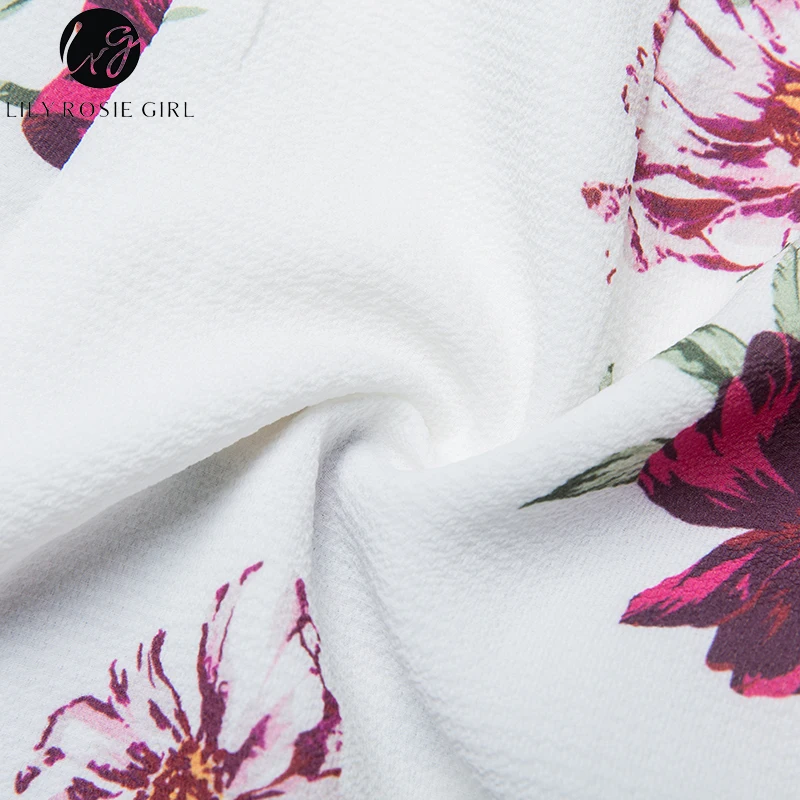 Lily Rosie/белое платье с оборками короткий рукав клеш женское мини Vestidos сексуальное v