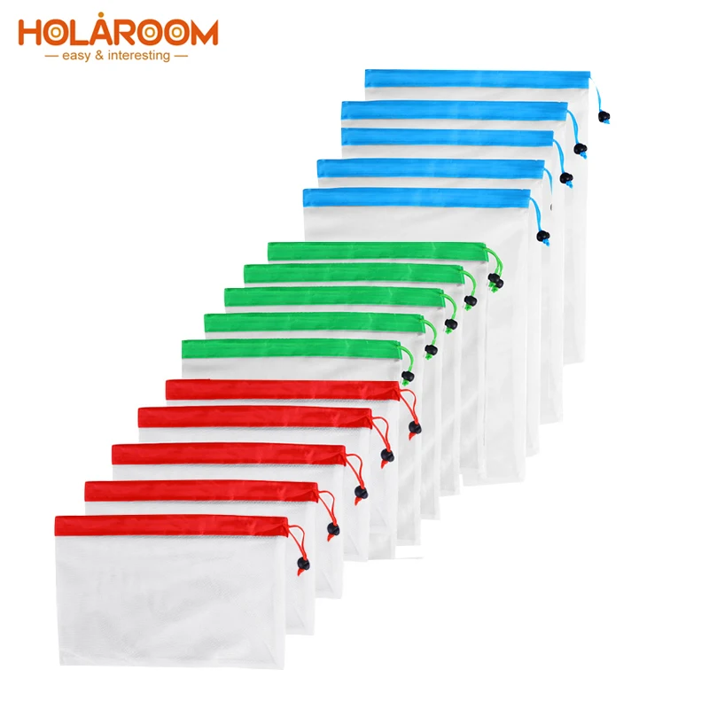 

Practical Polyester Vegetable Beam Pocket With Drawstring Reusable Fruits And Vegetables Storage Beam Mesh Bags Kitchen Supplies