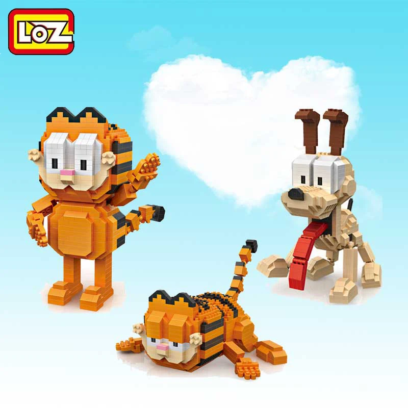 

LOZ Single Sale Mini Garfield Cartoon Dolls Diamond Bricks Exotic Cafe Cat Assemble Building Blocks Toys for Children 9759