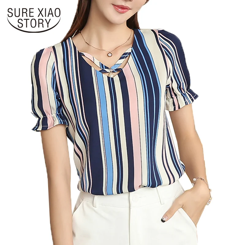 striped chiffon blouse