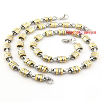 

Fantastic Fancy Fashion Stainless Steel Jewelry Sets 54cm Long 70g Weight Necklace And 23cm Long 29g Weight Bracelet