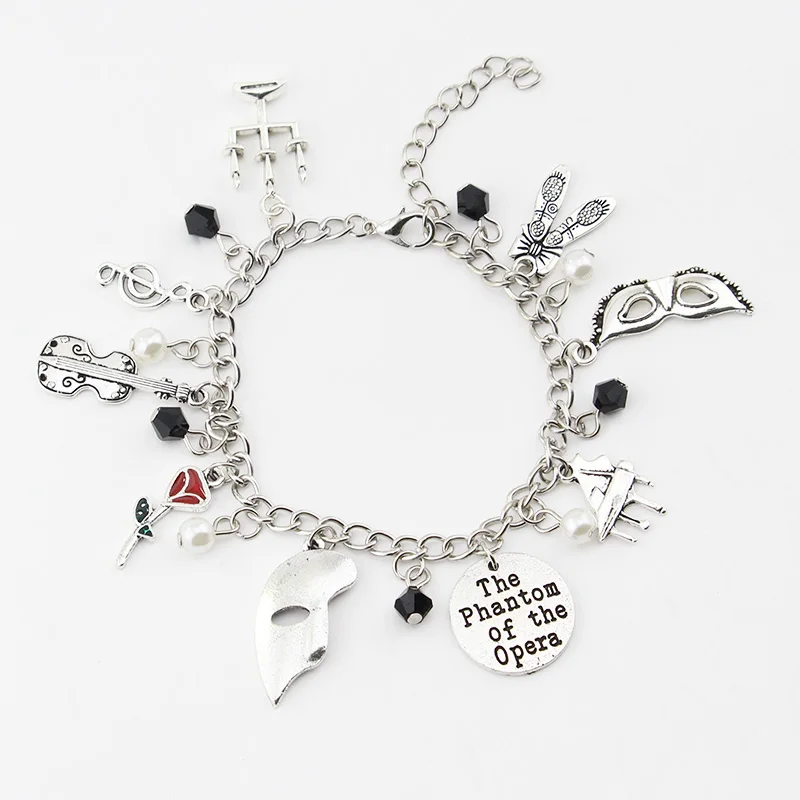 

Phantom of the Opera Mask Dance Guitar Charm Classic Bracelet for Women Men Fans