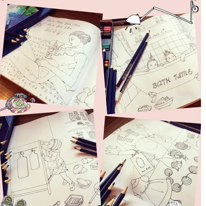 12 Color Pencils Dear Baby Coloring Book Secret Garden Style For Relieve Stress Kill Time Graffiti Painting Drawing In Books From Office School
