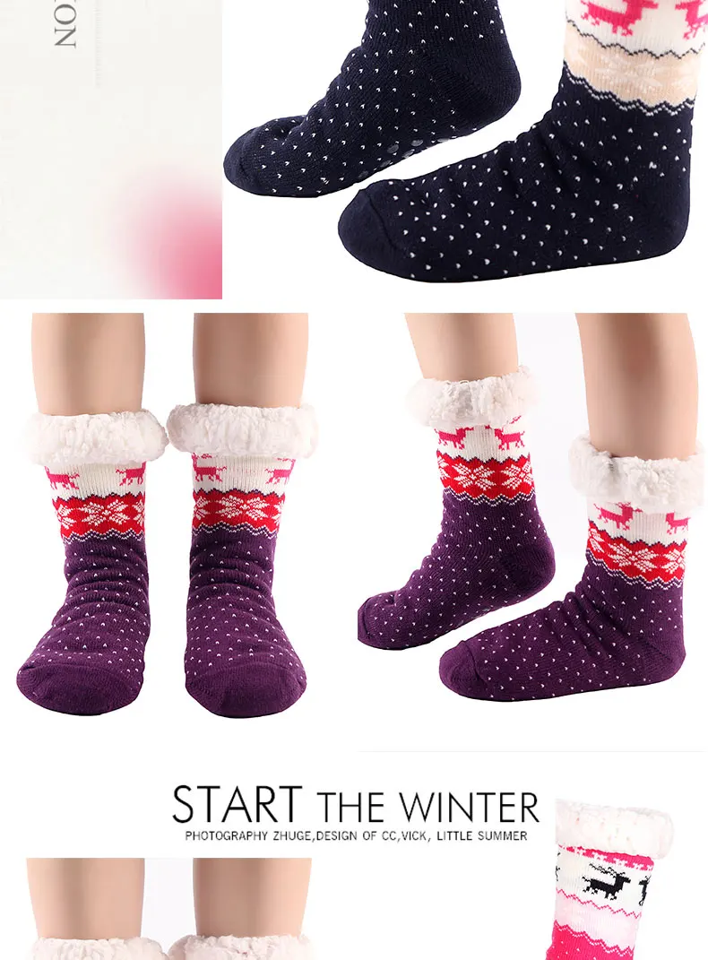 Mntrerm/высококачественные зимние рождественские носки-тапочки; утепленные женские нескользящие носки с рисунком оленя; подарок; вязаные шерстяные тапочки
