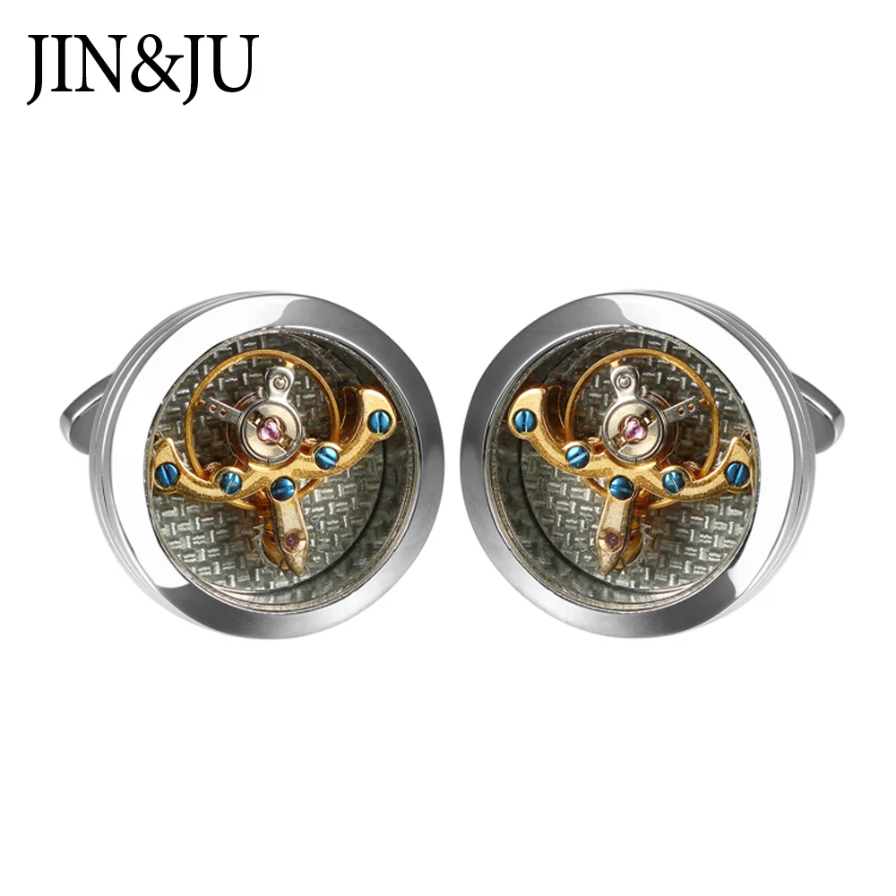 JIN & JU мужские ювелирные изделия Tourbillon Move Мужские t запонки для мужчин s свадебные