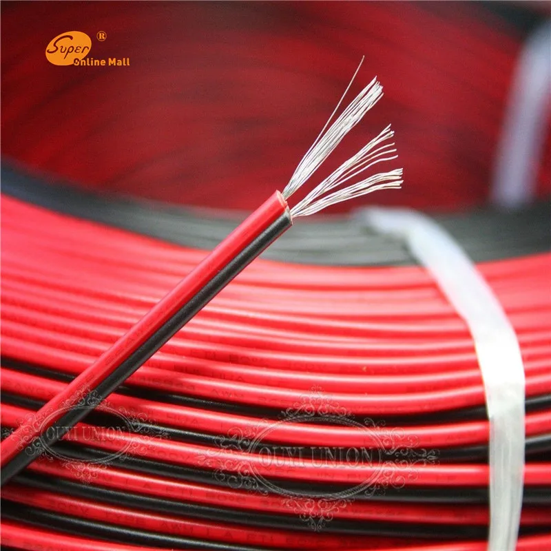 100 метров Луженая Медь 18-28AWG 2-контактный красный черный кабель, ПВХ изолированный провод электрический кабель 17/0. 16TS* 2 UL2468