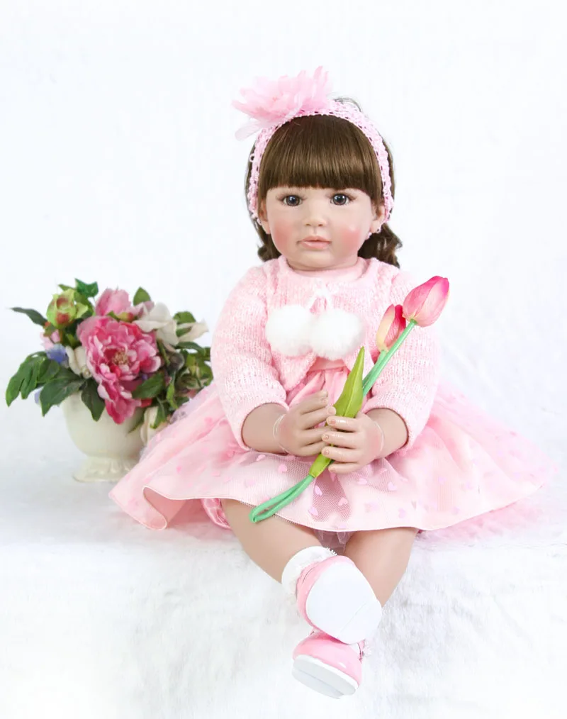 

60cm Silicone Reborn Baby Doll Toy Lifelike 24inch Vinyl Toddler Princess Babies Doll Birthday Gift Bebe Alive Doll Girls Boneca