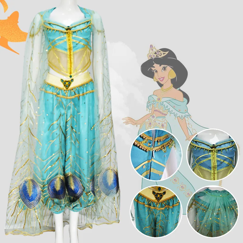 

Adult Women Kids Girl Movie Aladdin Jasmine Princess Cosplay Costume Halloween Carnival Party Costume Custom Made Birthday Gifts
