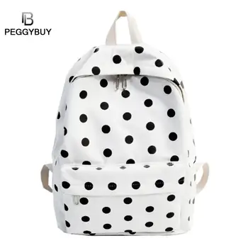 

Korean Style Canvas Backpack For Women Simple Fashion Youth Travel Backpack Cute Wave Point Canvas Knapsack For Teen Girl
