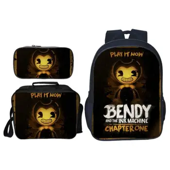 

New Set Bendy and The Ink the hedgehog boys School Bag Kid Backpack Zipper Backpacks School Bag Teenager Book pencil bags