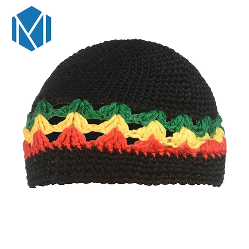 Miya Mona Мужская зимняя шапка, парик, ямайский Боб Марли Раста, разноцветные головные уборы, полосатая шапка pello Beanie, вязаная шапка в стиле хип-хоп - Цвет: 16.5 x 23cm