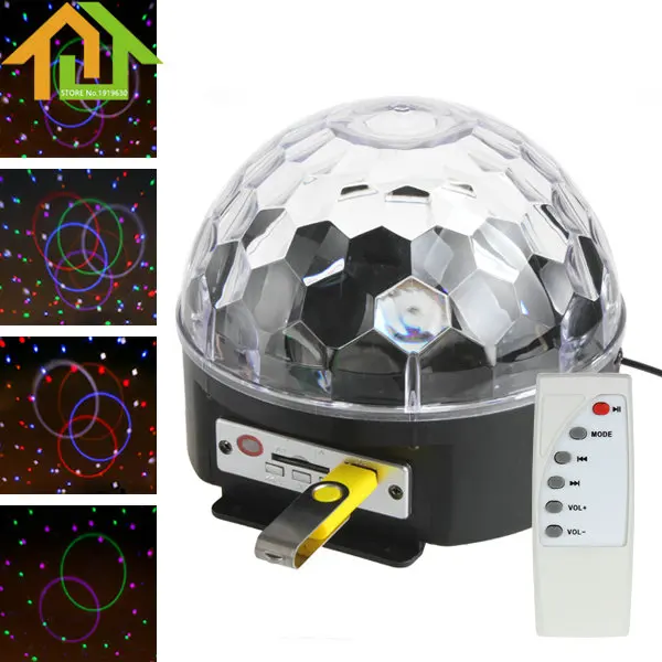 

Music Magic Ball Effect Disco DJ Light 6 Color LED Remote Control with MP3 Function