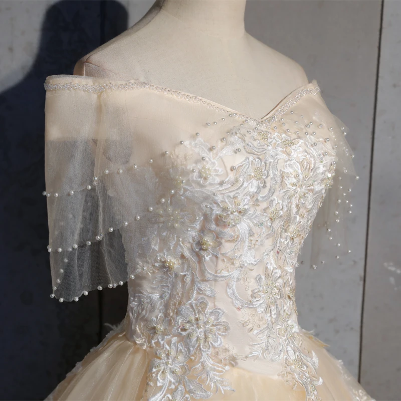 

100%real luxury light champagne beading shawl flower embroidery beading princess ball gown medieval dress/victoria belle ball