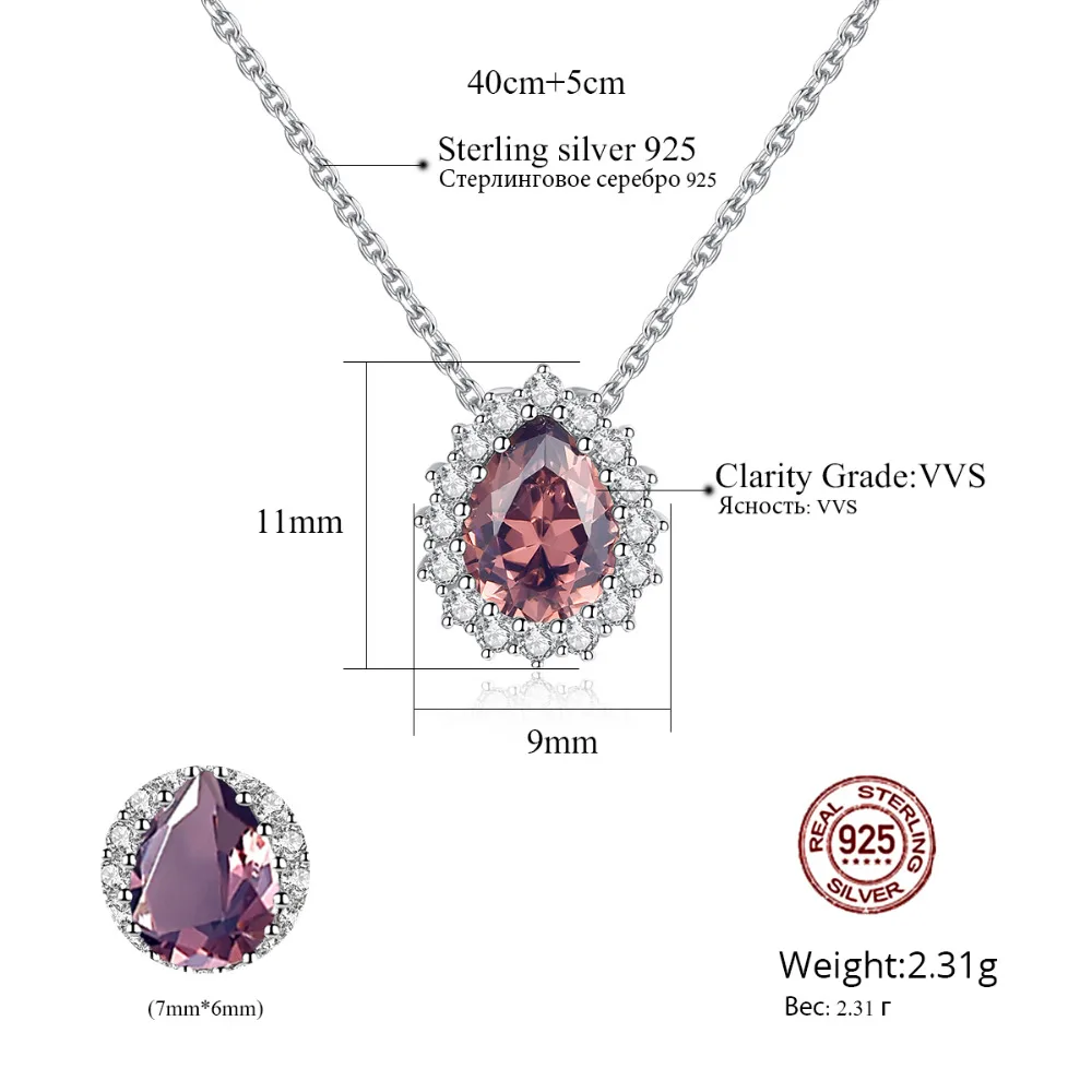 Collane con pendente a goccia d'acqua con pietra preziosa topazio in argento sterling con catena a maglie per donne Fine Wedding Bridal s_voghion.com