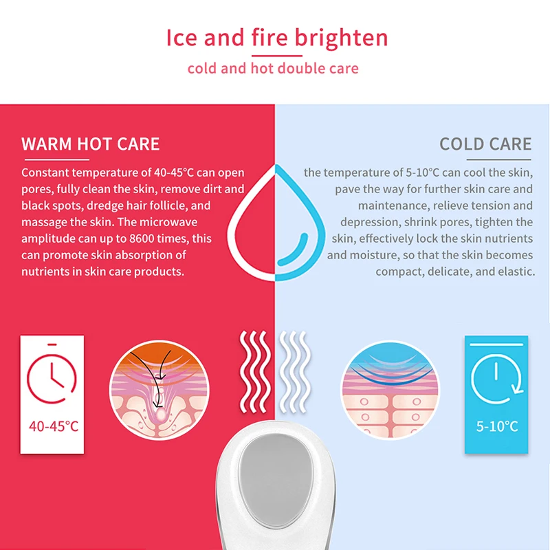 6 в 1 перезаряжаемый переносной ЖК-дисплей горячей и прохладной кожи Омолаживающий прибор для ухода за лицом звуковая вибрация укрепляющий Whitening51