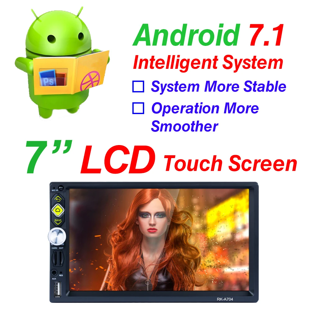 Flash Deal Full HD 1080P 7-inch 2DIN QUAD-core Android 7.1 Car Multimedia Player GPS Navigator Steering Wheel Control FM/AM/RDS Radio 5