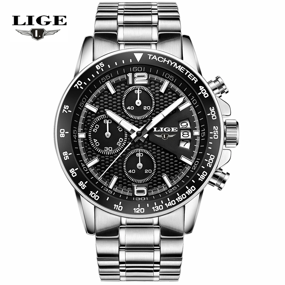 LIGE Waterproof Casual Sport Watch Men Military Quartz