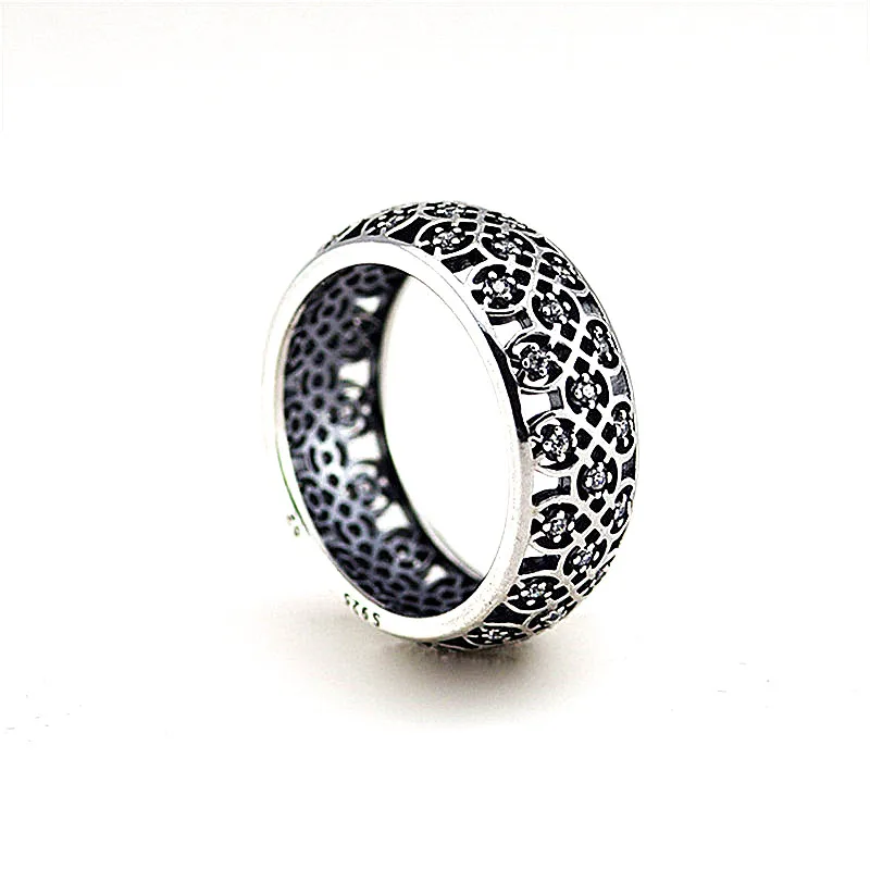 Real 925 Sterling Silver Rings Decorative Ring Clear CZ Fine Jewelry