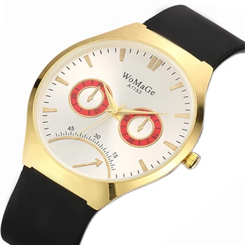

New Fashion Leather Watch Men Luxury Creative Design Two Eyes Round Dial Analog Quartz Clock Casual Business Mens Saats