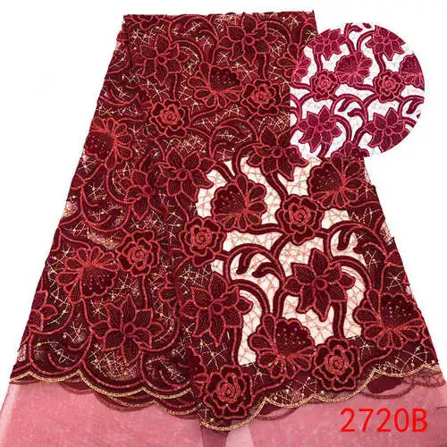 Жженая оранжевая бархатная кружевная ткань французский африканский тюль сетка кружева вышивка нигерийские кружевные ткани для свадебных вечерних платьев L2720B - Цвет: L2720B-4
