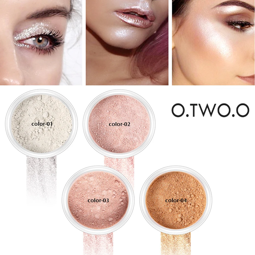 

O.TWO.O Highlighter Contour Palette Loose Powder Make Up Eye Glitter Gold Translucent Powder Oil-control Silky Skin Tools OT046