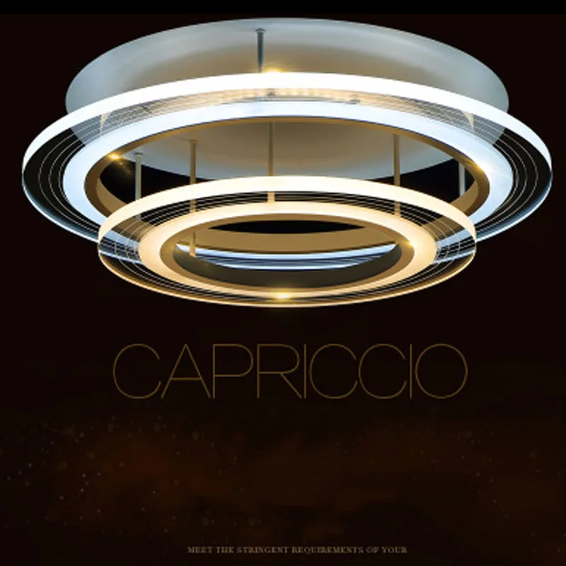 T Circular 2 Ring Acrylic Transparent Ceiling Light Simple Lamp For Home Living room Bedroom