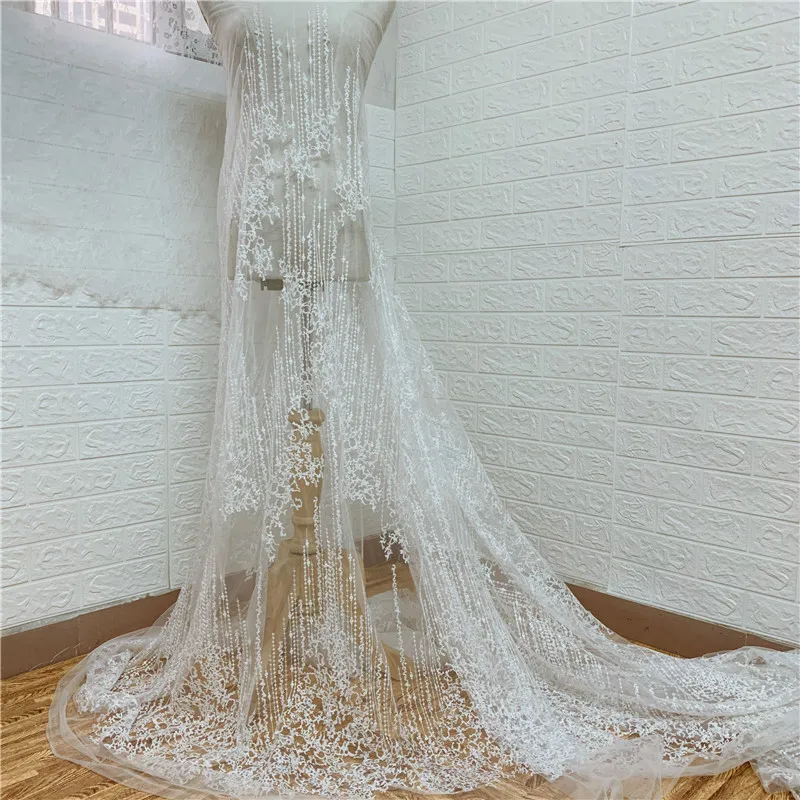 1 ярд 130 см широкая полоса вышивка кружева тонкий белый сетчатый французский тюль вышивка кружева для свадебного платья DIY шитье