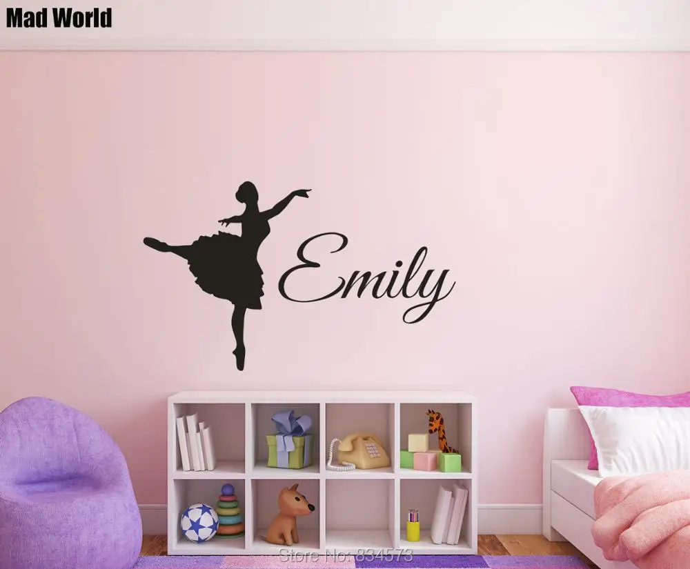 Personalized Custom Girl Name Ballerina Ballet Dance Wall Art Stickers Wall Decal Home