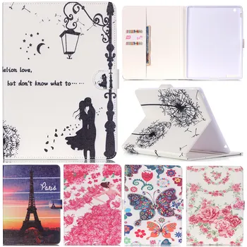 

Cute Cartoon Butterfly Lover Flower Girl Tower Stand Flip Leather Funda Case For Apple IPad 2 3 4 IPad2 IPad3 IPad4 Tablet Cover