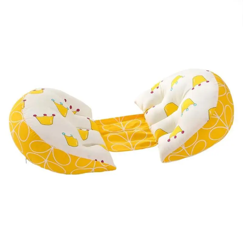 Подушка из чистого хлопка, u-образная Подушка для беременных, полосатая серая Подушка для сна для беременных женщин - Цвет: yellow