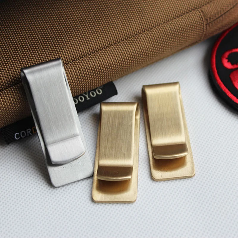 Metal Money Clip Stainless steel Money Clips Cash Card Tickets Holders Brass Wallet Pen Clip Pocket Metal Money Holder