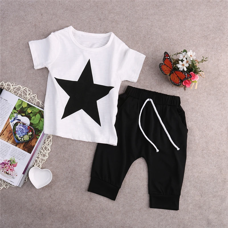 2PCS Toddler Kids Baby Boys Casual Clothes T-shirt Tops+Harem Pants Outfits Set